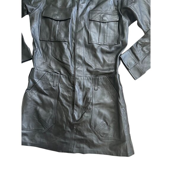 FRAME Black Leather Long Sleeve Mini Dress Size Small - Picture 6 of 8